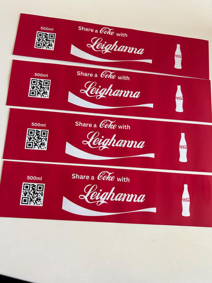 4 x Personalised Novelty 'Share a Cola' 500ml Bottle Label Wrapper Birthday Father's Fathers Day Dad Christmas Xmas