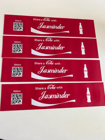 4 x Personalised Novelty 'Share a Cola' 500ml Bottle Label Wrapper Birthday Father's Fathers Day Dad Christmas Xmas