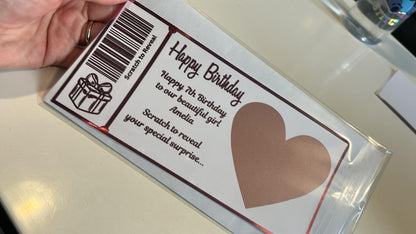 Personalised Surprise Scratch Off Birthday Gift Ticket, Scratch Reveal Holiday Gift, Surprise Trip Announcement, Custom Travel Voucher Card