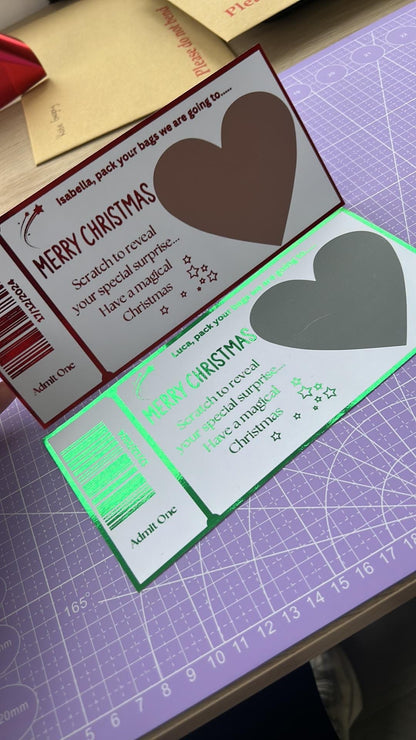 Personalised Surprise Scratch Off Birthday Gift Ticket, Scratch Reveal Holiday Gift, Surprise Trip Announcement, Custom Travel Voucher Card