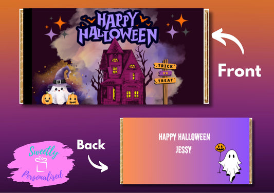 Halloween personalised Chocolate bar wrapper, personalised Galaxy chocolate wrapper, Party favour, Halloween Treats, Halloween sweets