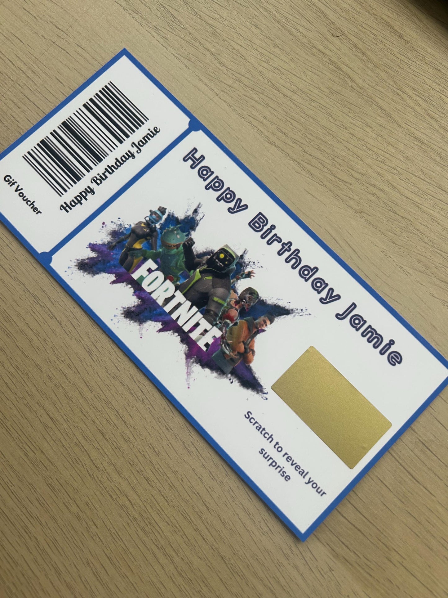 Personalised Surprise GAMING Birthday Christmas voucher, Scratch to Reveal Voucher, Boys Girls Gaming Gift, voucher glossy scratch gift card