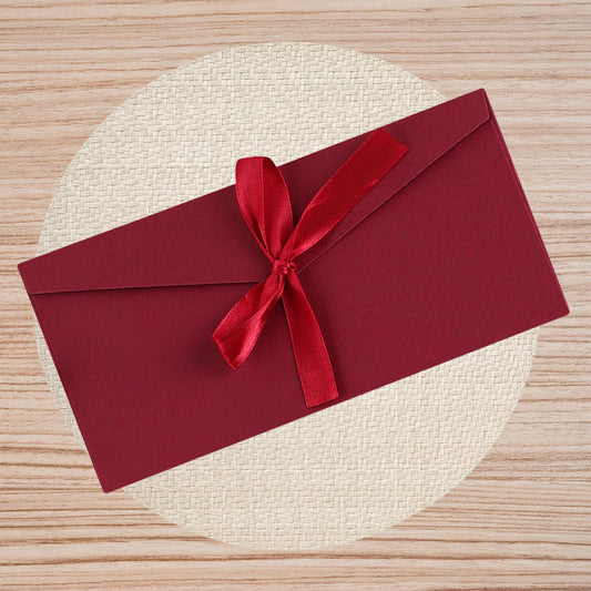 Red Bow Tied Envelope with Ribbon, Voucher Envelope, Christmas, Luxury Money Envelope, Christmas Gift, Christmas Gifts 22cm x 11cm, DL Size