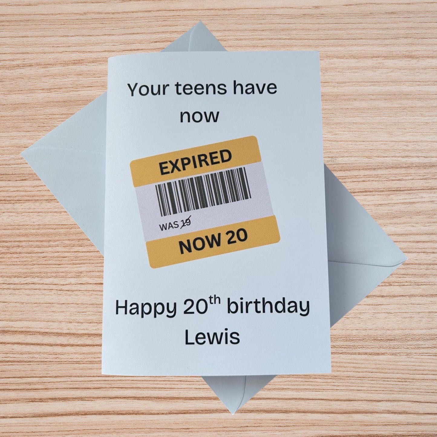 Personalised Happy 20th Birthday Card Funny Expired Teens 20th Birthday Card, Card for 20th Birthday, Card for 20 Year Old,
