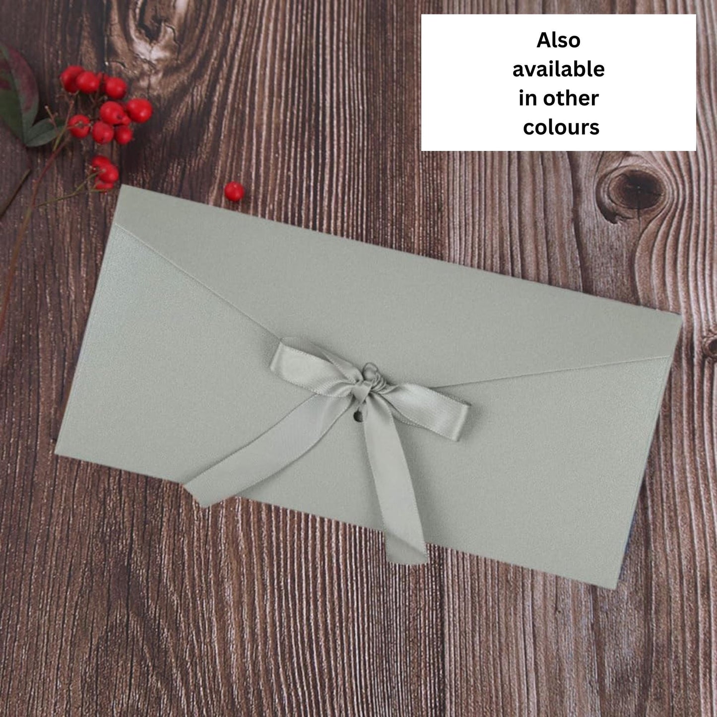 Silver Bow Tied Gift Envelope with Ribbon, Voucher Envelope, Christmas, Luxury  Money Envelope, Christmas Gift, Christmas Gifts 22cm x 11cm