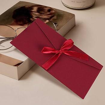 Personalised Red Bow Tied Gift Envelope with Ribbon, Voucher Envelope, Christmas, Luxury  Money Envelope, Christmas Gift, 22cm x 11cm