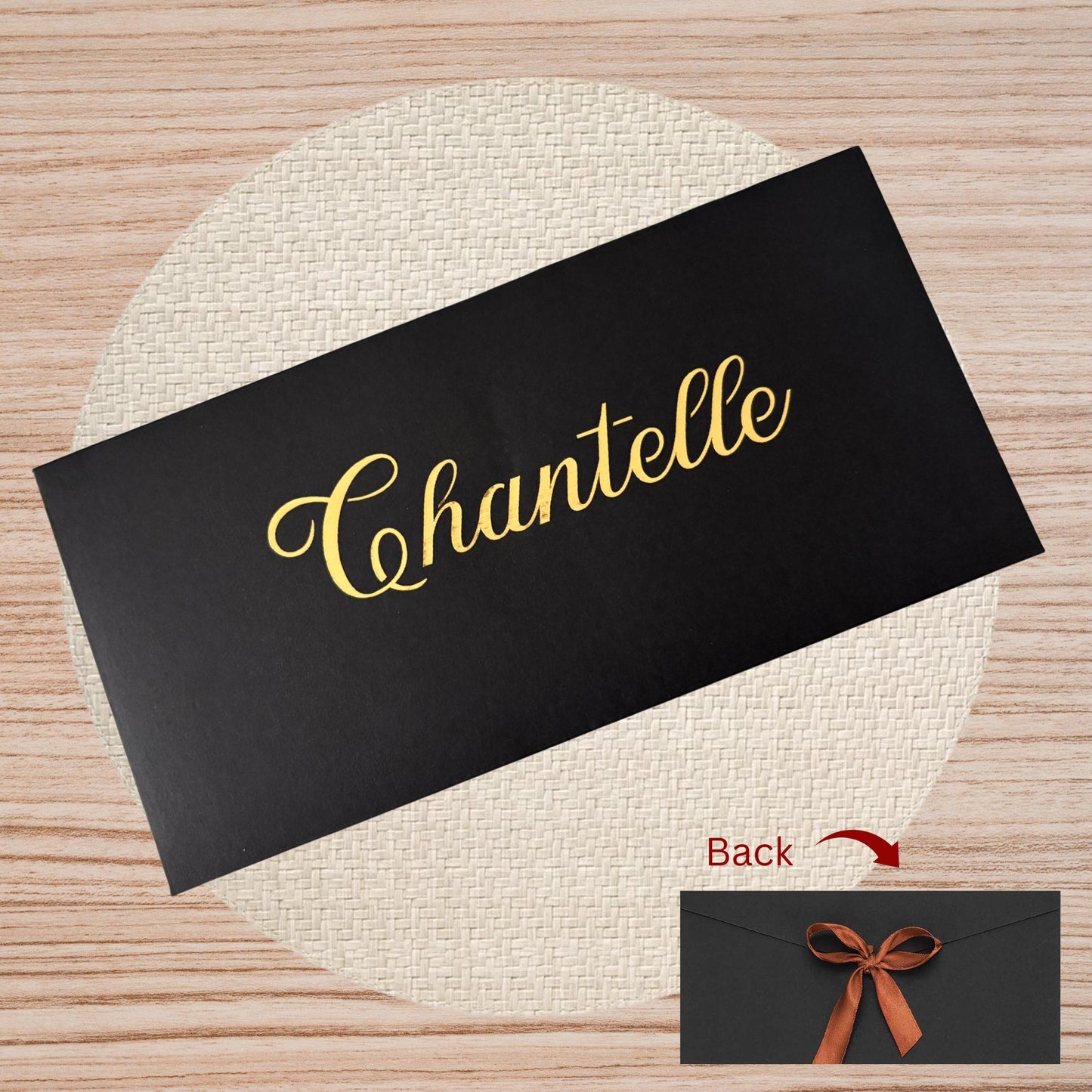 Personalised Black Bow Tied Gift Envelope with Ribbon, Voucher Envelope, Christmas, Luxury  Money Envelope, Christmas Gift, 22cm x 11cm