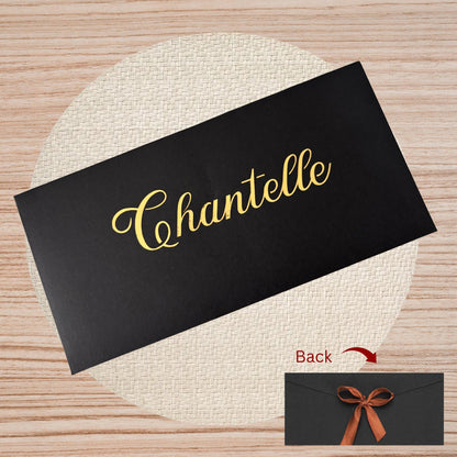 Personalised Black Bow Tied Gift Envelope with Ribbon, Voucher Envelope, Christmas, Luxury  Money Envelope, Christmas Gift, 22cm x 11cm