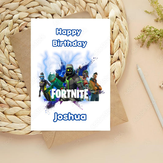 Personalised Gamer Birthday Card - kids personalised Birthday Card, card Fort Video Gaming Theme