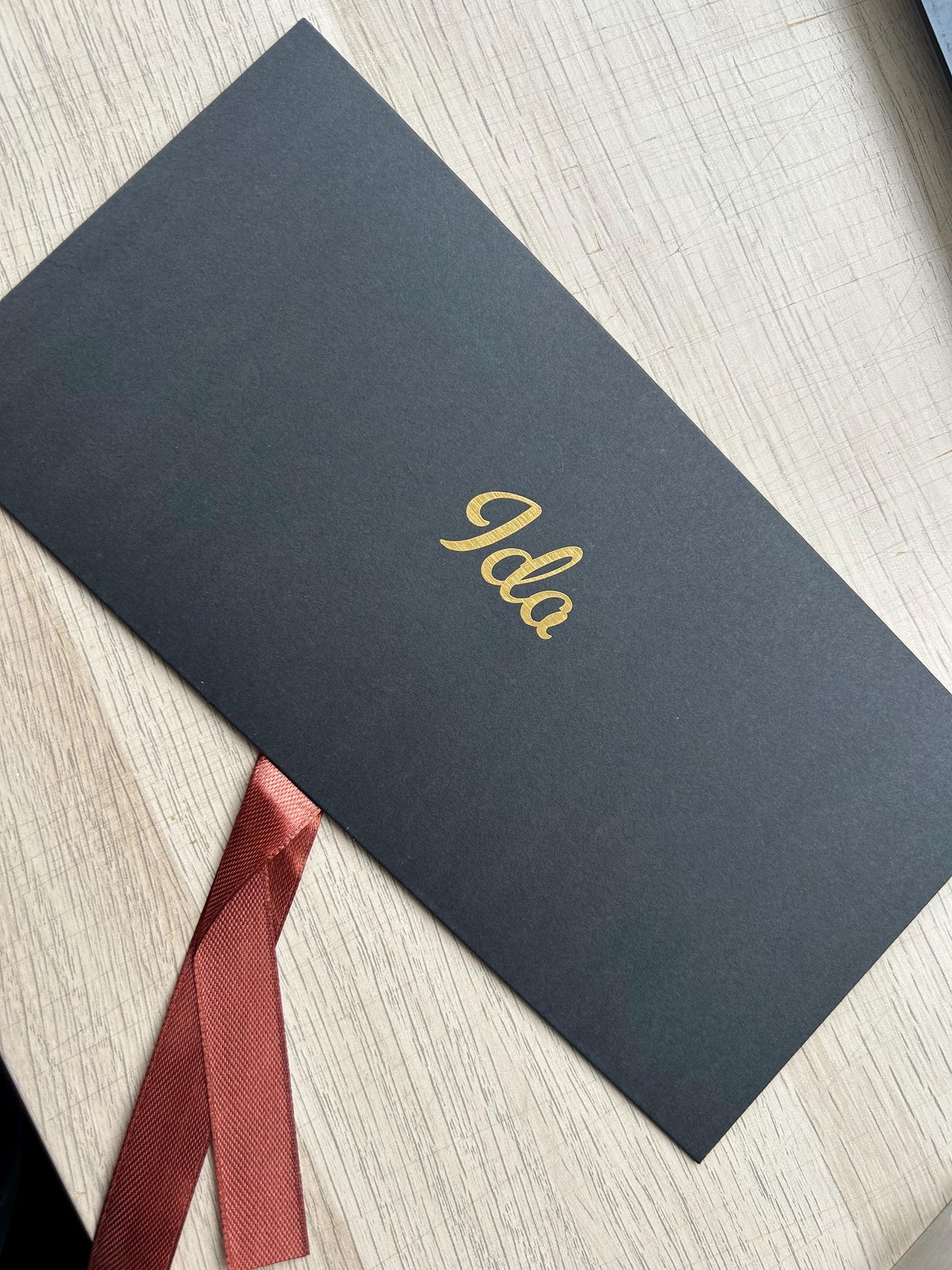 Personalised Black Bow Tied Gift Envelope with Ribbon, Voucher Envelope, Christmas, Luxury  Money Envelope, Christmas Gift, 22cm x 11cm
