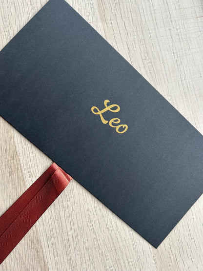 Personalised Black Bow Tied Gift Envelope with Ribbon, Voucher Envelope, Christmas, Luxury  Money Envelope, Christmas Gift, 22cm x 11cm
