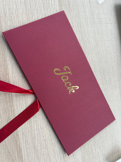 Personalised Red Bow Tied Gift Envelope with Ribbon, Voucher Envelope, Christmas, Luxury  Money Envelope, Christmas Gift, 22cm x 11cm