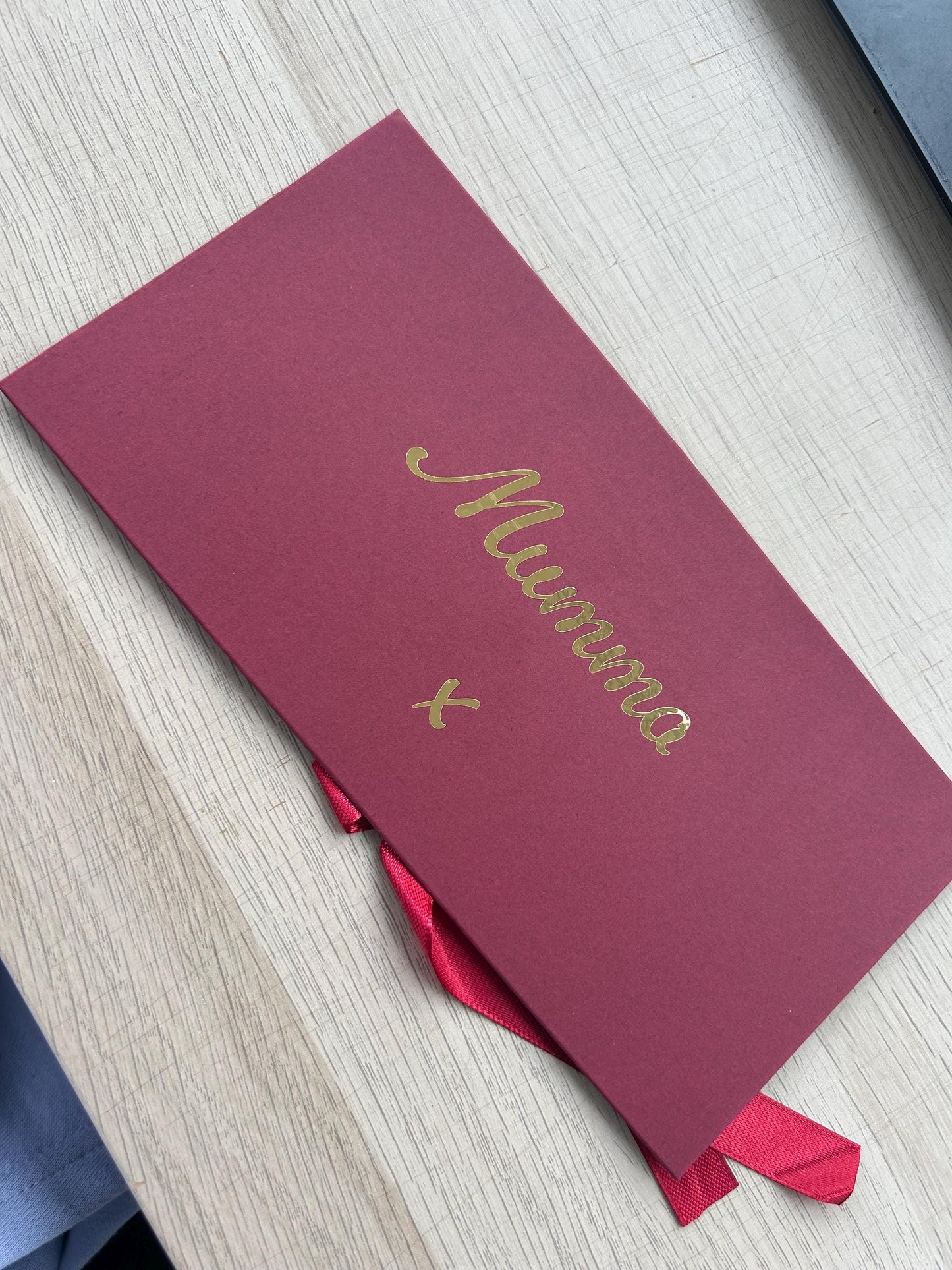 Personalised Red Bow Tied Gift Envelope with Ribbon, Voucher Envelope, Christmas, Luxury  Money Envelope, Christmas Gift, 22cm x 11cm