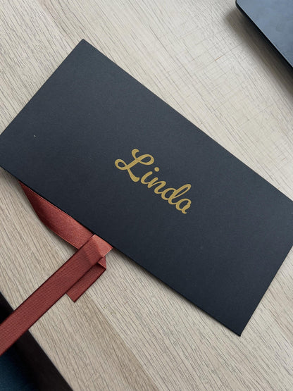 Personalised Black Bow Tied Gift Envelope with Ribbon, Voucher Envelope, Christmas, Luxury  Money Envelope, Christmas Gift, 22cm x 11cm