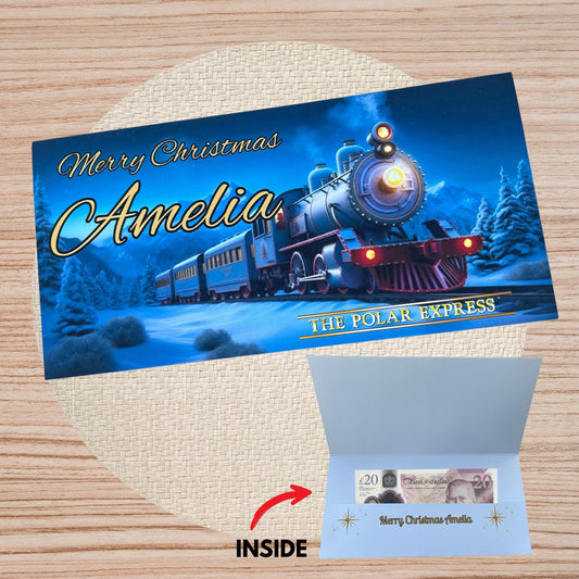 Personalised Christmas Believe Polar Money Wallet | Gift Voucher Envelope | Gift for Friends | Xmas Money Wallet | Any Name Luxury Envelope