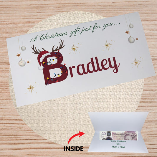 Personalised Christmas Alphabet Money Wallet | Gift Voucher Envelope | Gift for Friends | Xmas Money Wallet | Any Name Luxury Envelope Santa
