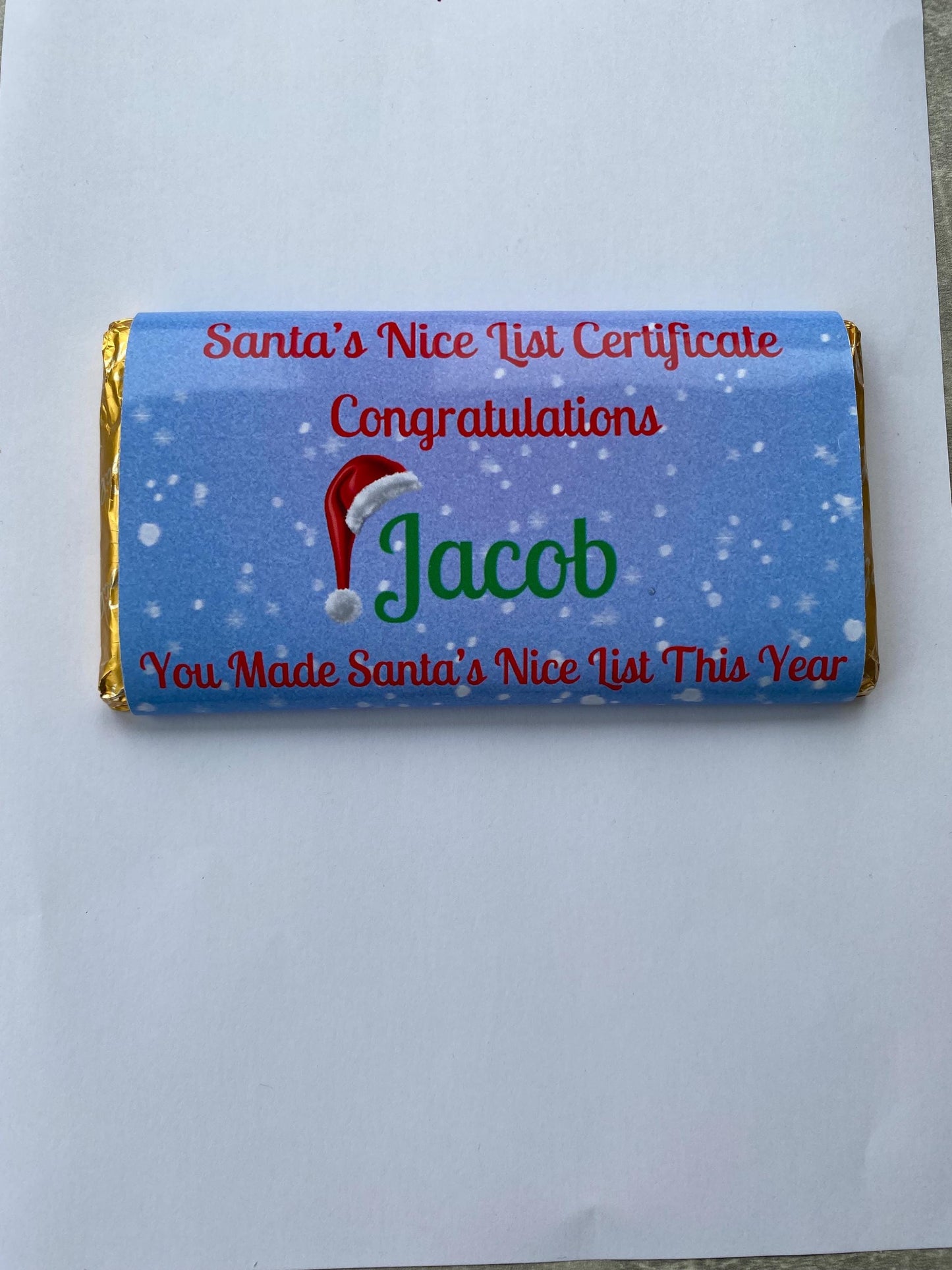 Personalised Chocolate Bar Wrapper Christmas Xmas Present Gift Stocking Filler