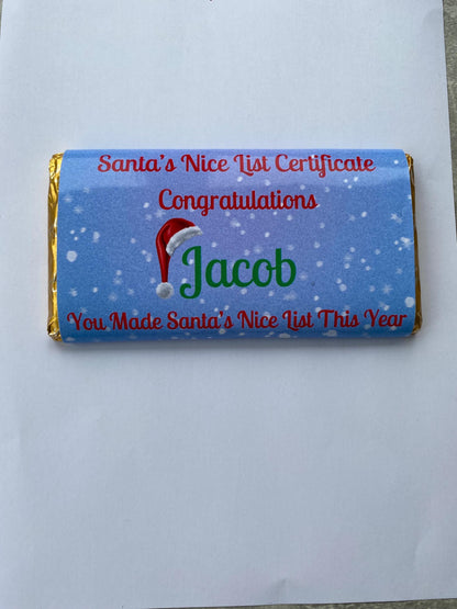 Personalised Chocolate Bar Wrapper Christmas Xmas Present Gift Stocking Filler