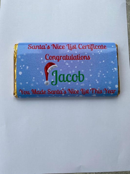 Personalised Chocolate Bar Wrapper Christmas Xmas Present Gift Stocking Filler