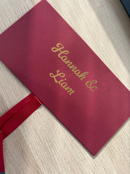 Personalised Red Bow Tied Gift Envelope with Ribbon, Voucher Envelope, Christmas, Luxury  Money Envelope, Christmas Gift, 22cm x 11cm