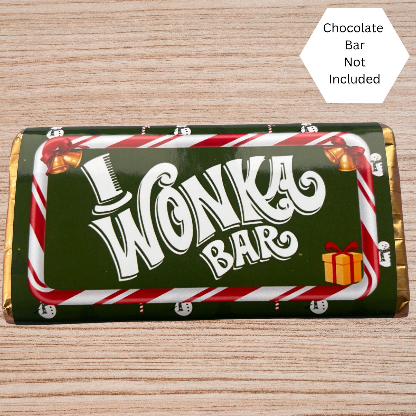 Christmas Wonka Chocolate Bar Wrapper + Golden Ticket Birthday Christmas Easter Gift