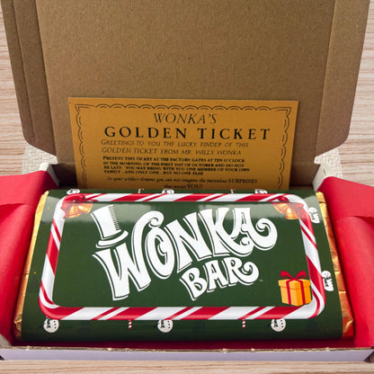 Christmas Wonka Chocolate Bar Wrapper + Golden Ticket Birthday Christmas Easter Gift