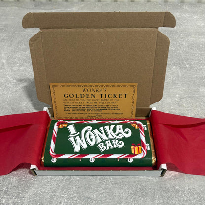 Christmas Wonka Chocolate Bar Wrapper + Golden Ticket Birthday Christmas Easter Gift