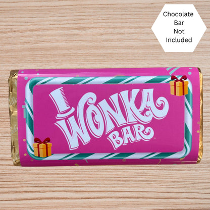 Happy Birthday Wonka Chocolate Bar Wrapper + Golden Ticket Birthday  Easter Gift (Pink)