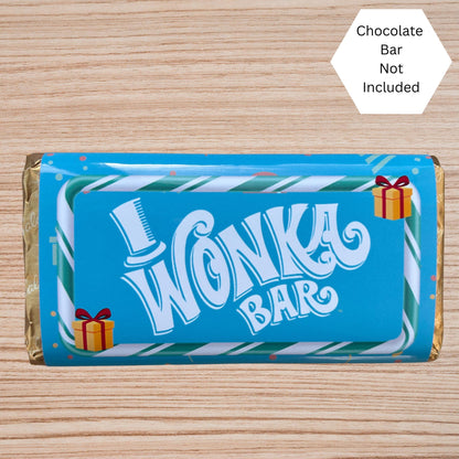 Happy Birthday Wonka Chocolate Bar Wrapper + Golden Ticket Birthday  Easter Gift (Blue)
