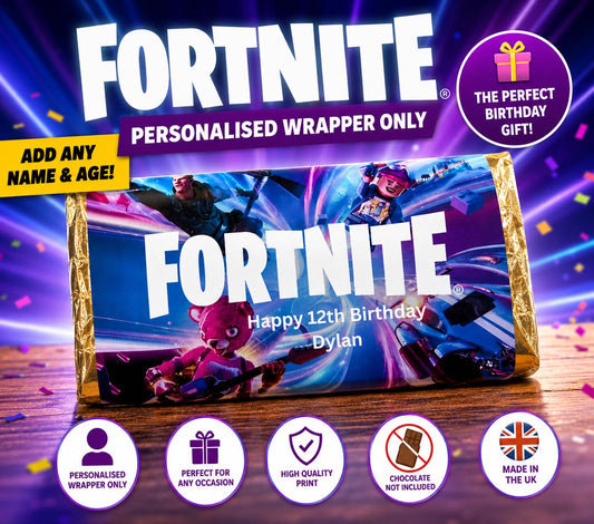 Personalised Gamer Battle Royale Chocolate Bar Wrapper Birthday Christmas Easter Gift