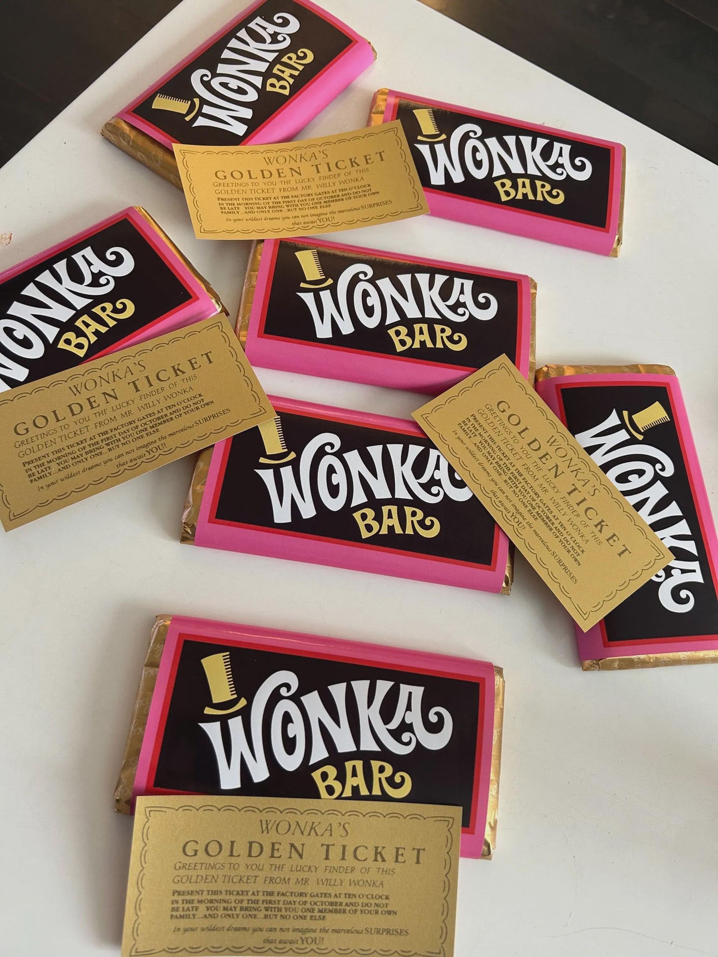 Personalised Wonka-inspired chocolate bar gift box with golden ticket for birthdays, Christmas, Easter and special occasions.