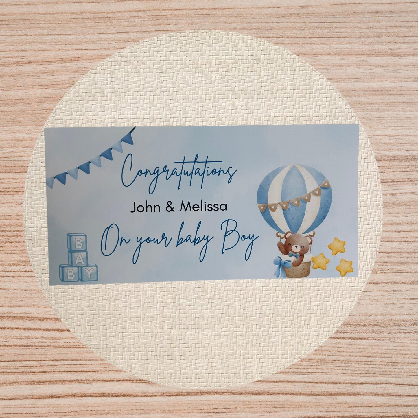 Personalised Baby Boy Money Wallet | New Baby Cash Gift Holder | Baby Shower Gift | Keepsake | Money Envelope