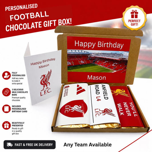 Football Galaxy Hamper Birthday Christmas Easter Gift Personalised & A6 Card