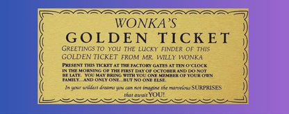 Personalised Wonka-inspired chocolate bar gift box with golden ticket for birthdays, Christmas, Easter and special occasions.