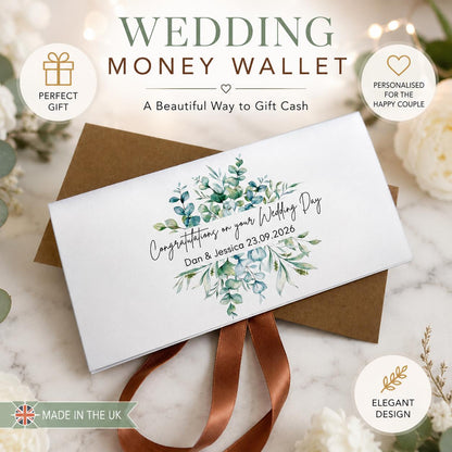 Personalised Wedding Money Wallet | Wedding Cash Gift Holder | Personalised Money Envelope | Wedding Gift | Bride & Groom Keepsake