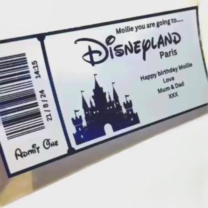 Personalised Foil Disneyland Paris / Florida Surprise Ticket Gift | Holiday Reveal Keepsake